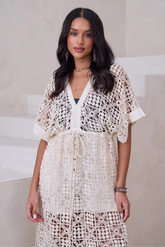 V-Neck Tie-Front Crochet Cover Up sold by SAACHI