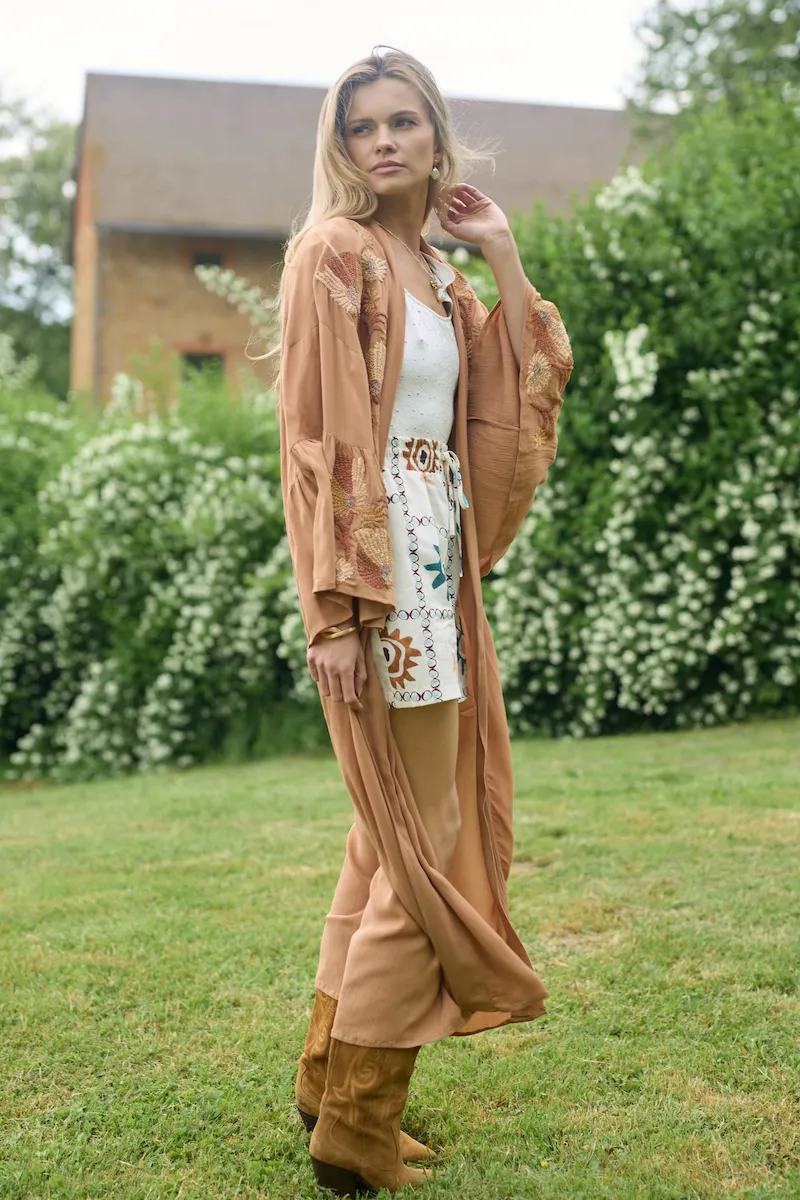 Floral Embellished Long Kimono sold by SAACHI