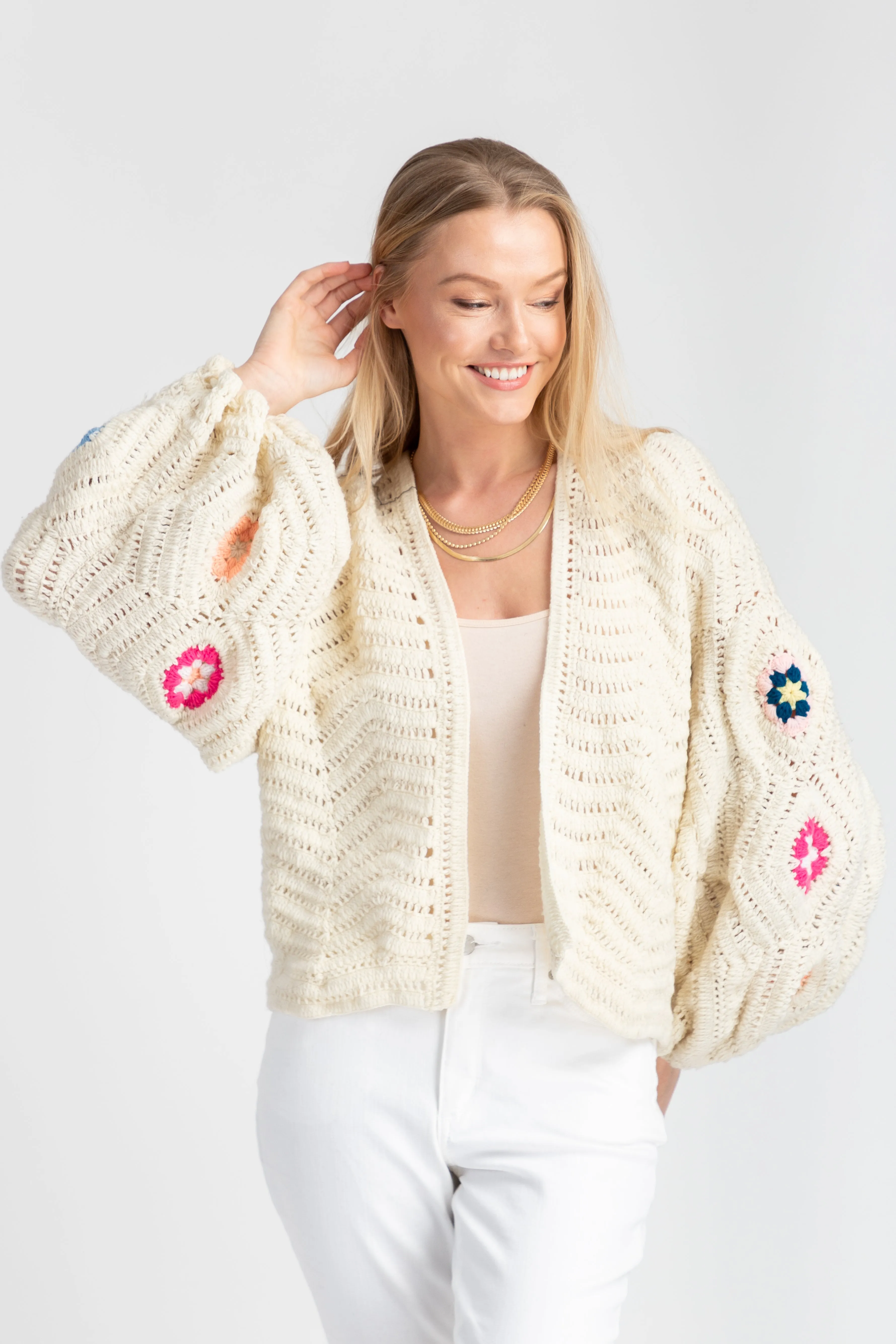 Crochet Knit Floral Cardigan sold by SAACHI product image thumbnail 2