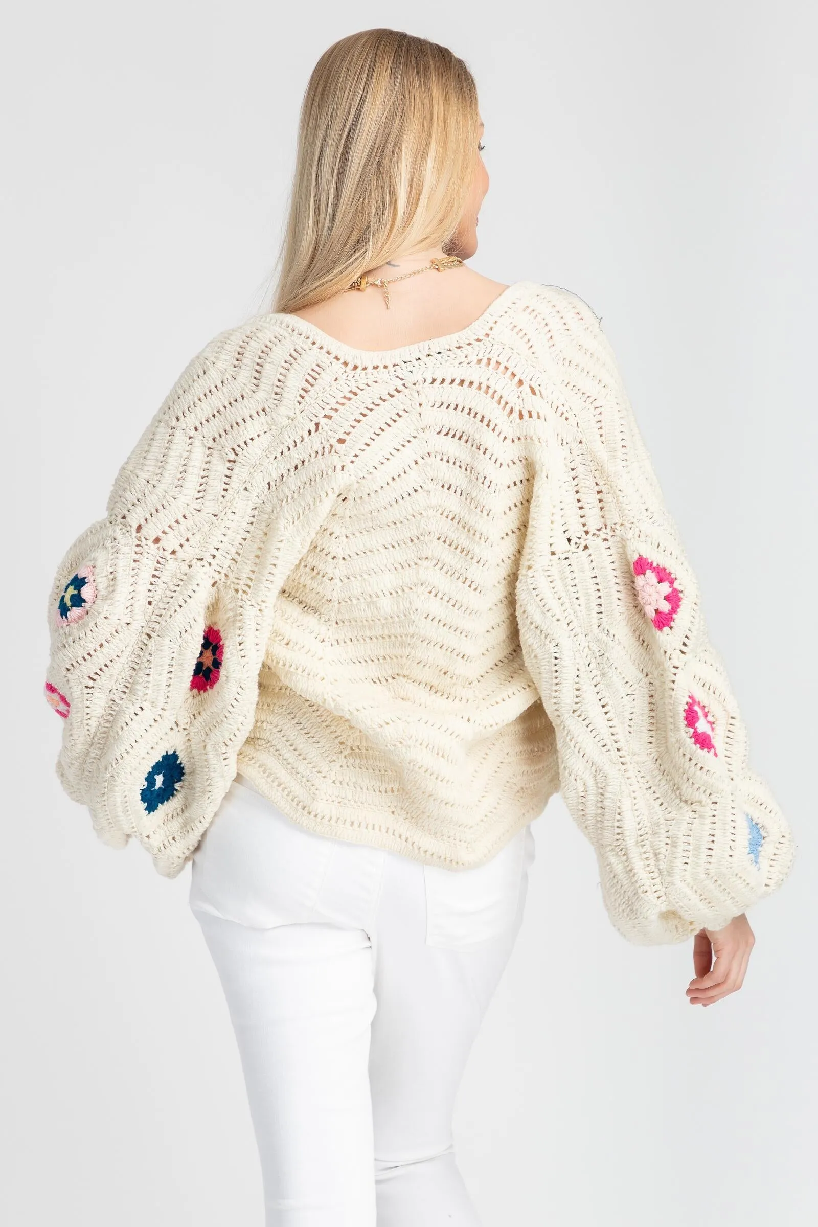 Crochet Knit Floral Cardigan sold by SAACHI product image thumbnail 4