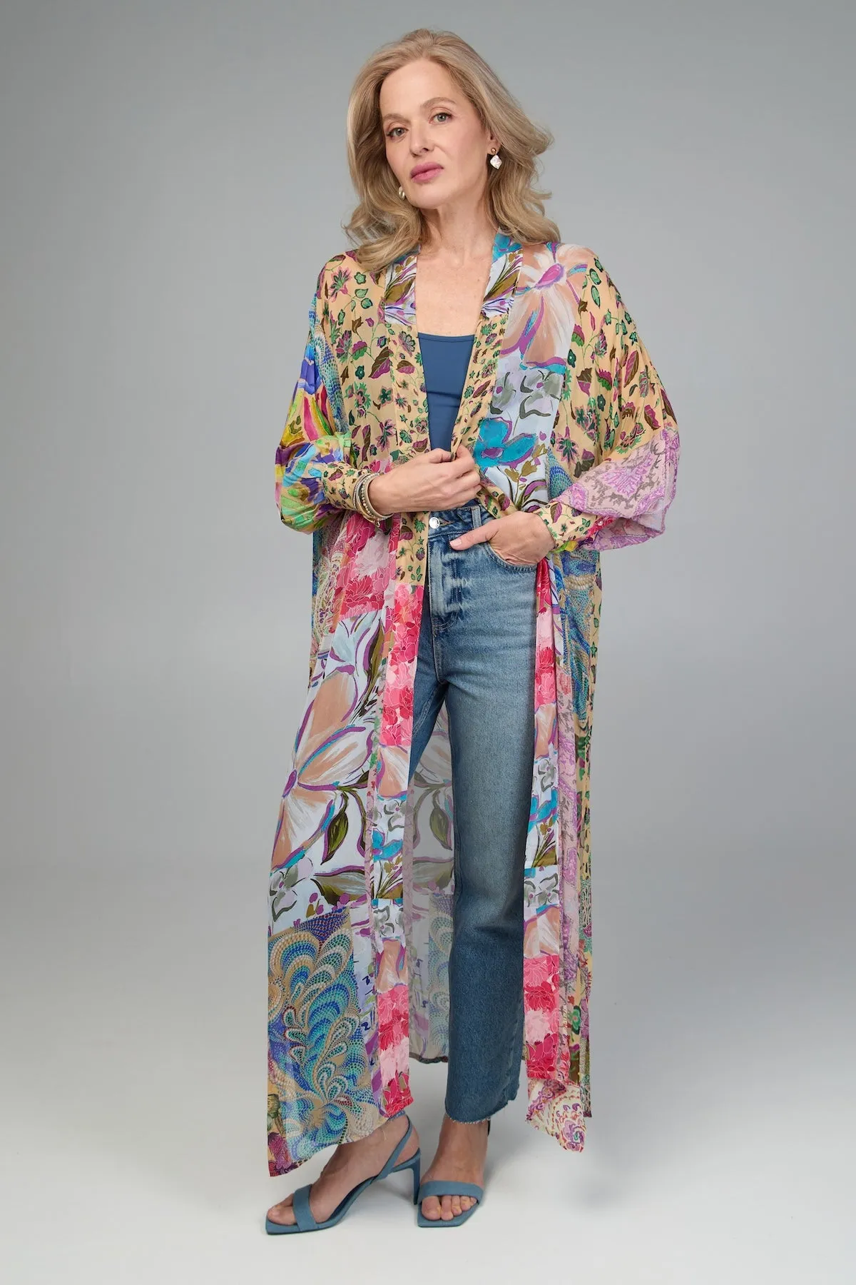 Floral Patch Long Kimono sold by SAACHI