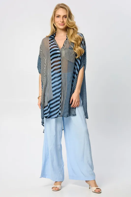 Flowy Striped Oversized Shirt sold by SAACHI