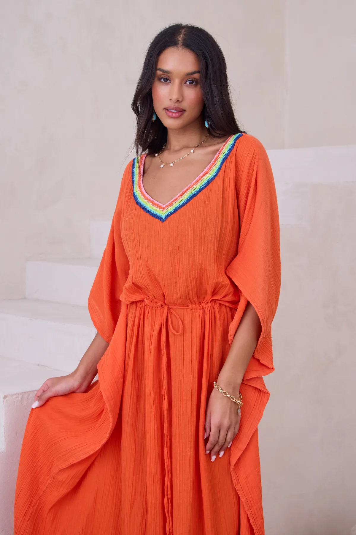 Crochet Rainbow Kaftan Maxi sold by SAACHI