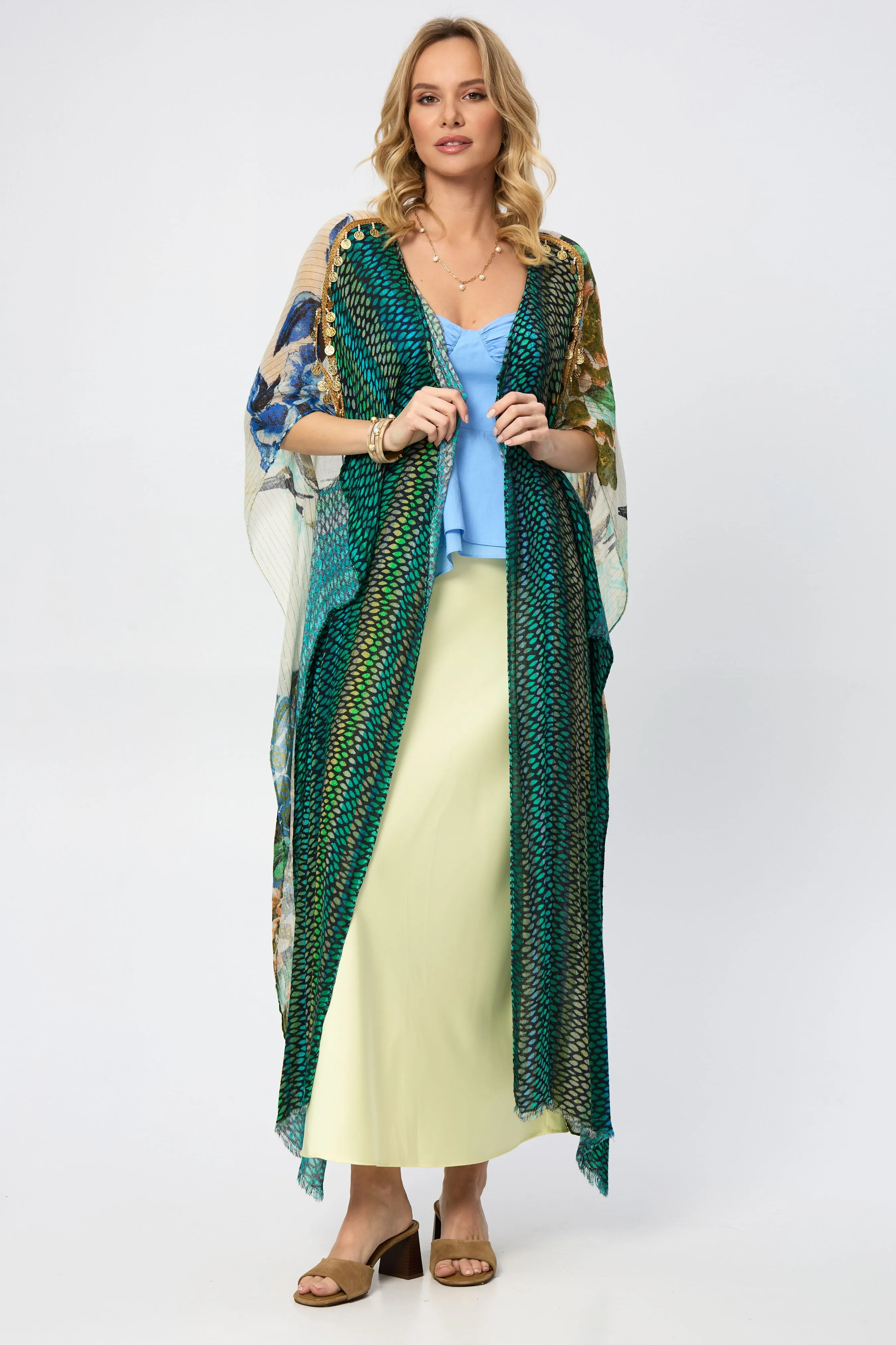 Shimmering Floral Print Kimono sold by SAACHI product image thumbnail 2