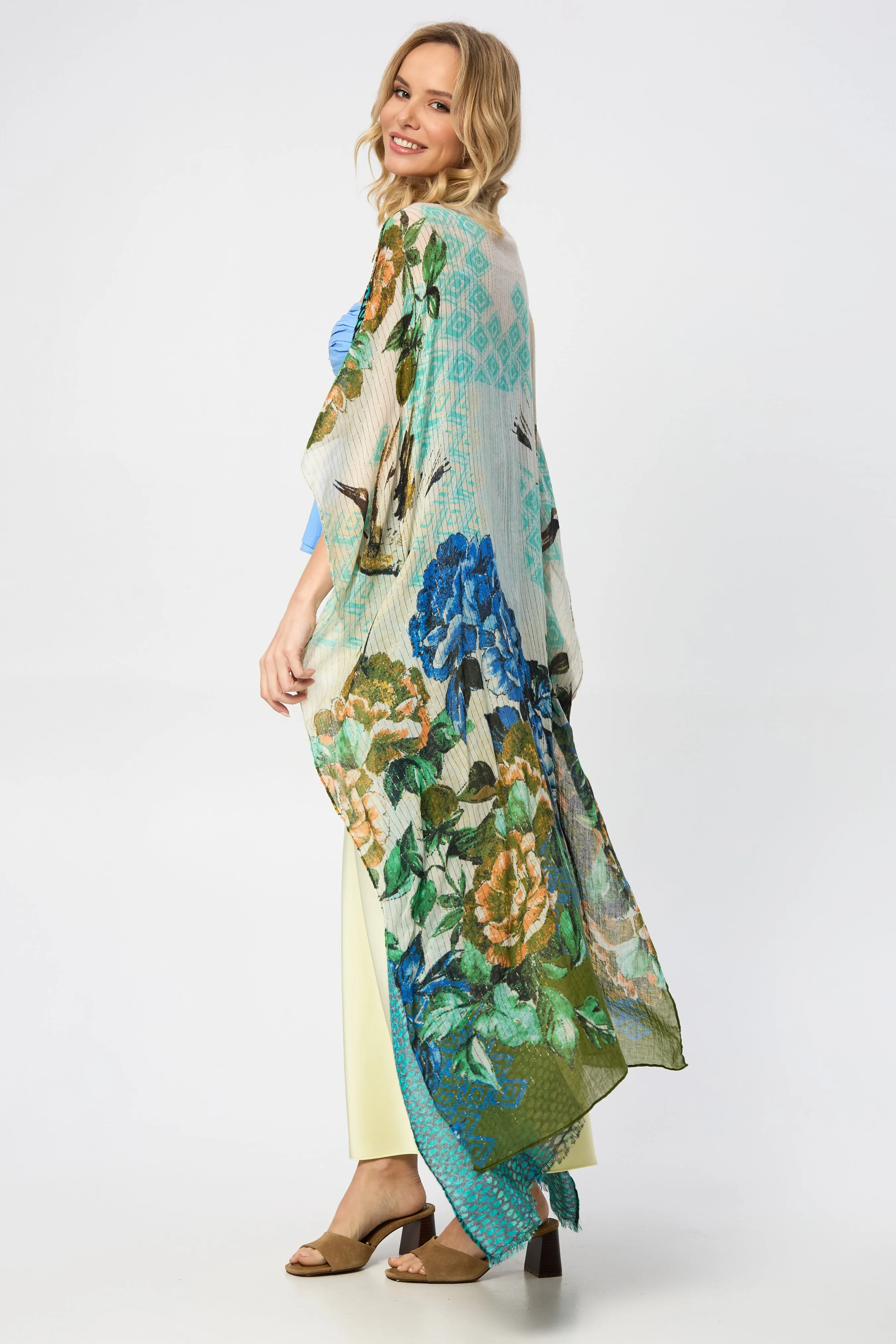 Shimmering Floral Print Kimono sold by SAACHI product image thumbnail 3