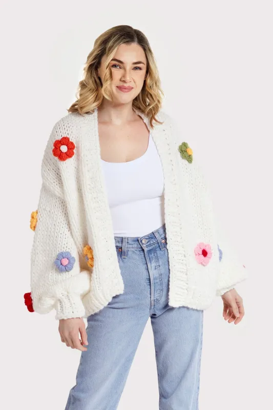 Floral Knitted Appliqué Cardigan made by SAACHI