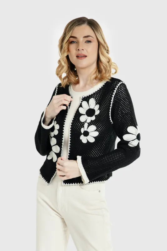 Lightweight Floral Crochet Cardigan made by SAACHI