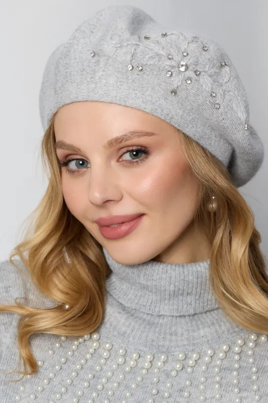 Crystal Embellished Floral Beret made by SAACHI