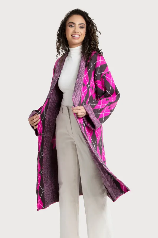 Heart Patterned Cardigan Argyle Knit sold by SAACHI