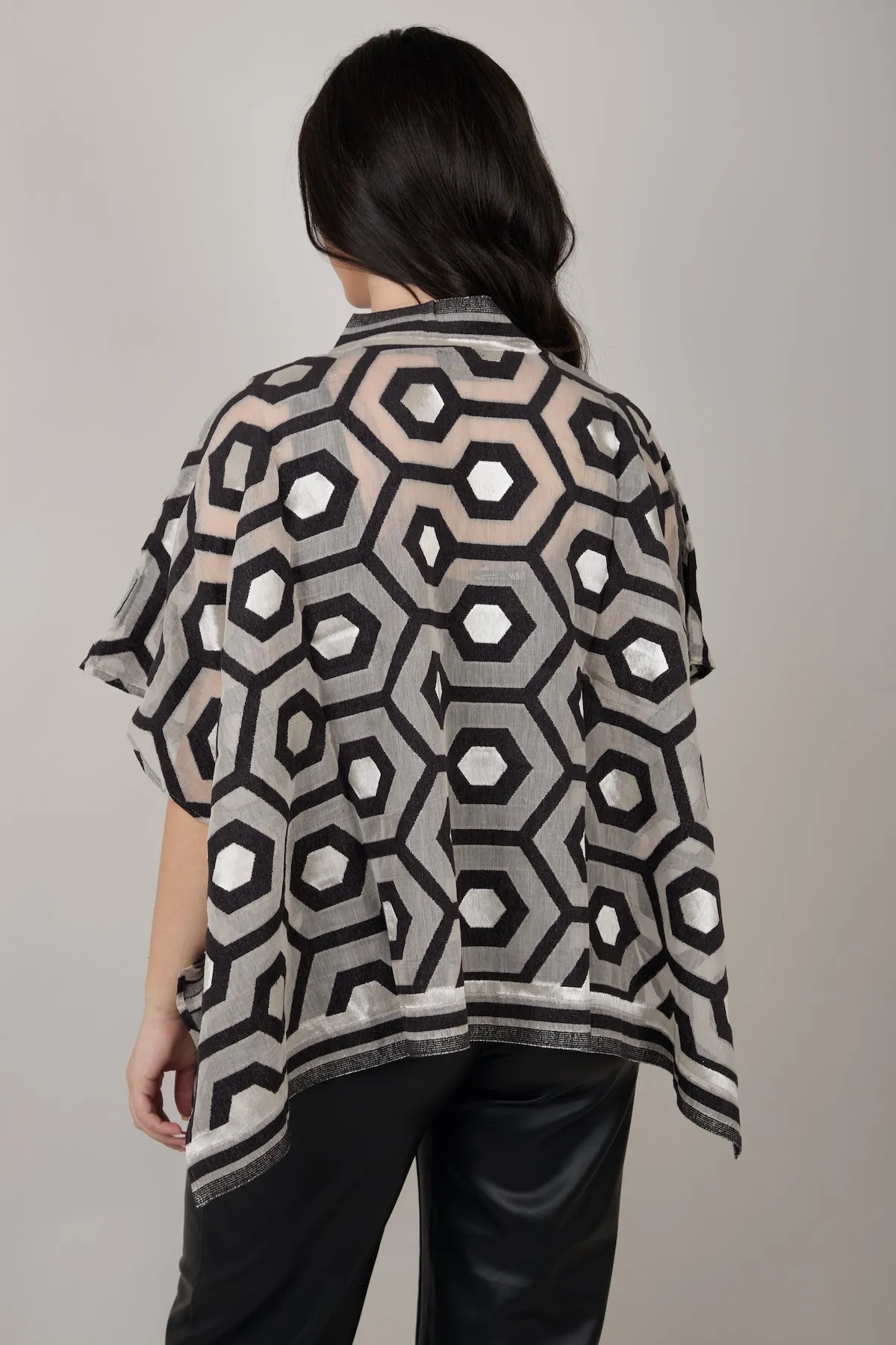 Geometric Cotton Short Open Poncho sold by SAACHI product image thumbnail 2