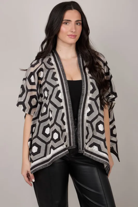 Geometric Cotton Short Open Poncho sold by SAACHI