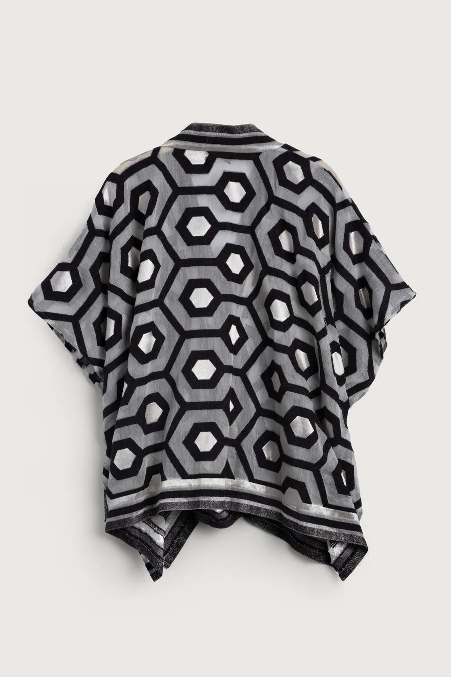 Geometric Cotton Short Open Poncho sold by SAACHI product image thumbnail 4