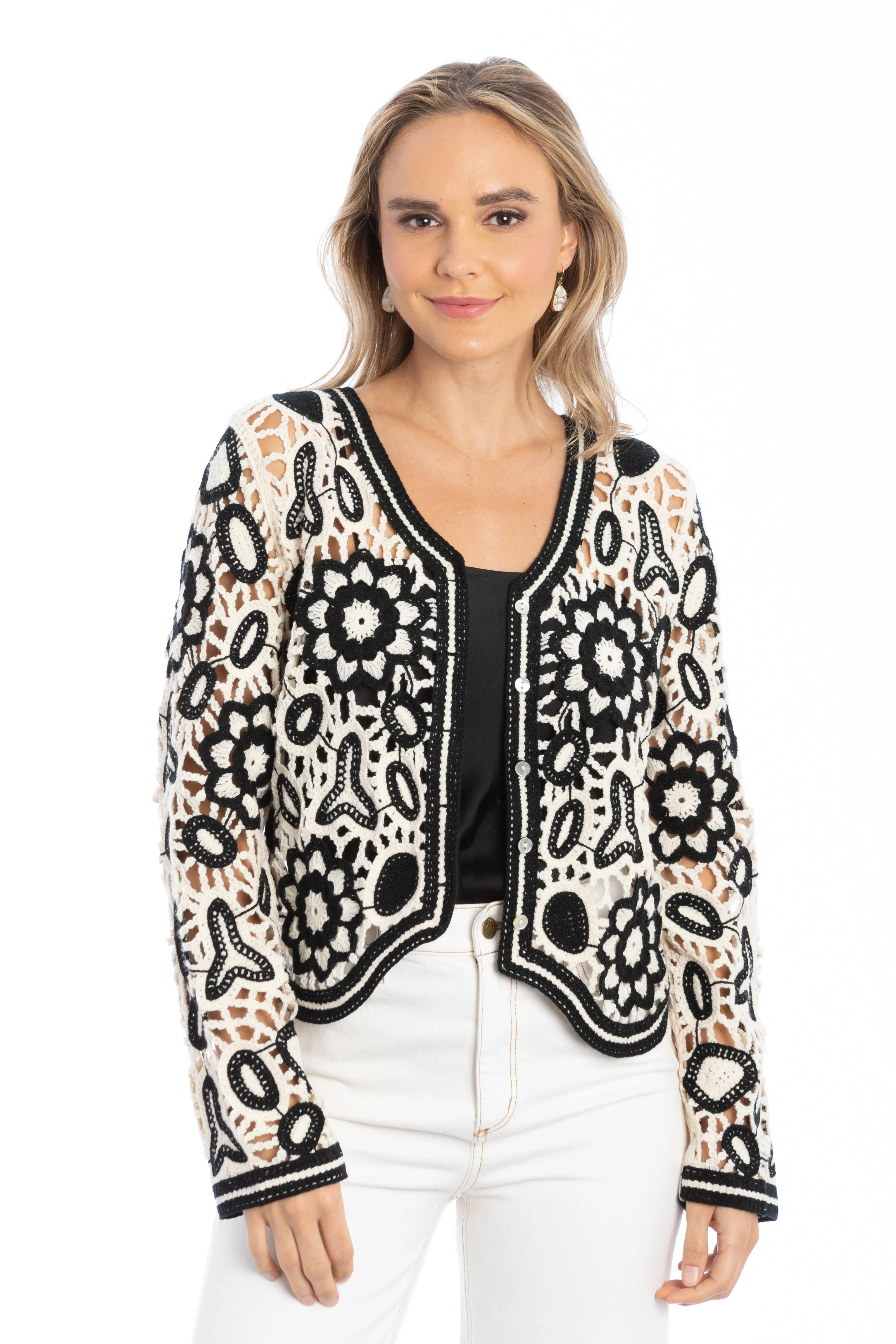 Floral Lace Crochet Short Jacket sold by SAACHI product image thumbnail 3