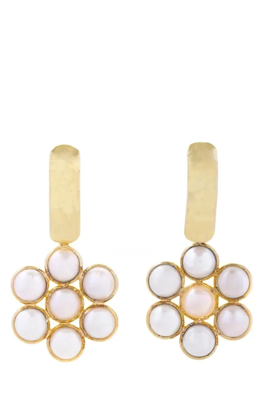 Floral Freshwater Pearl Drop Earrings sold by SAACHI