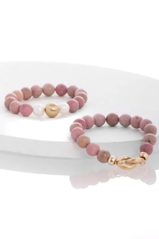 Pearl Stone Stretch Bracelet Set sold by SAACHI