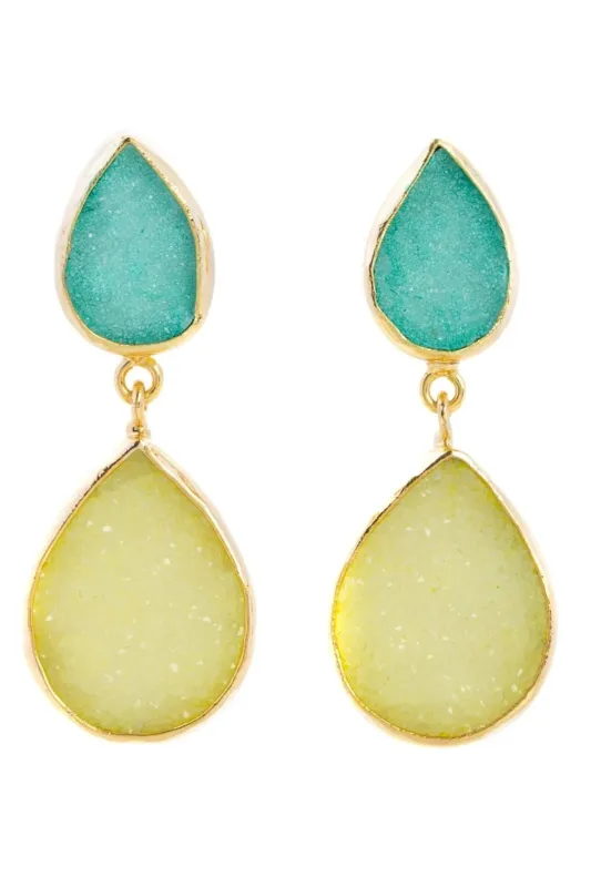 Druzy Pear Dangle Earrings sold by SAACHI
