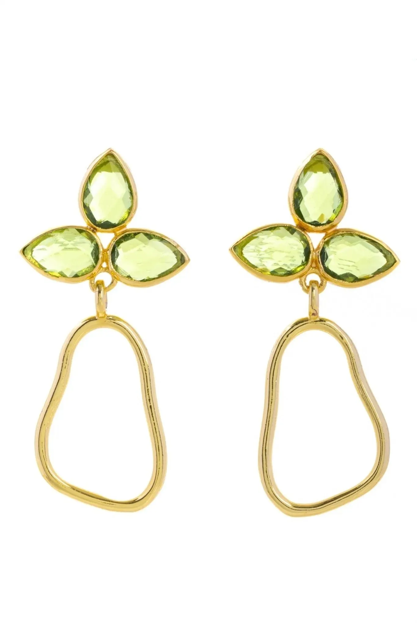 Triple Gemstone Abstract Dangle Earrings sold by SAACHI product image thumbnail 4
