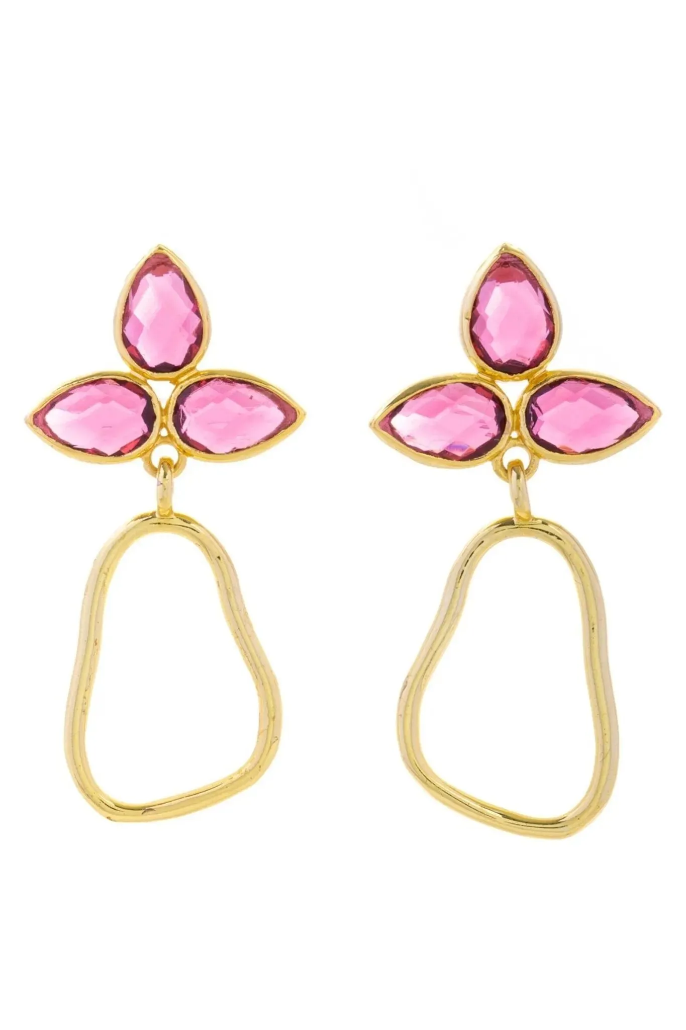 Triple Gemstone Abstract Dangle Earrings sold by SAACHI product image thumbnail 3