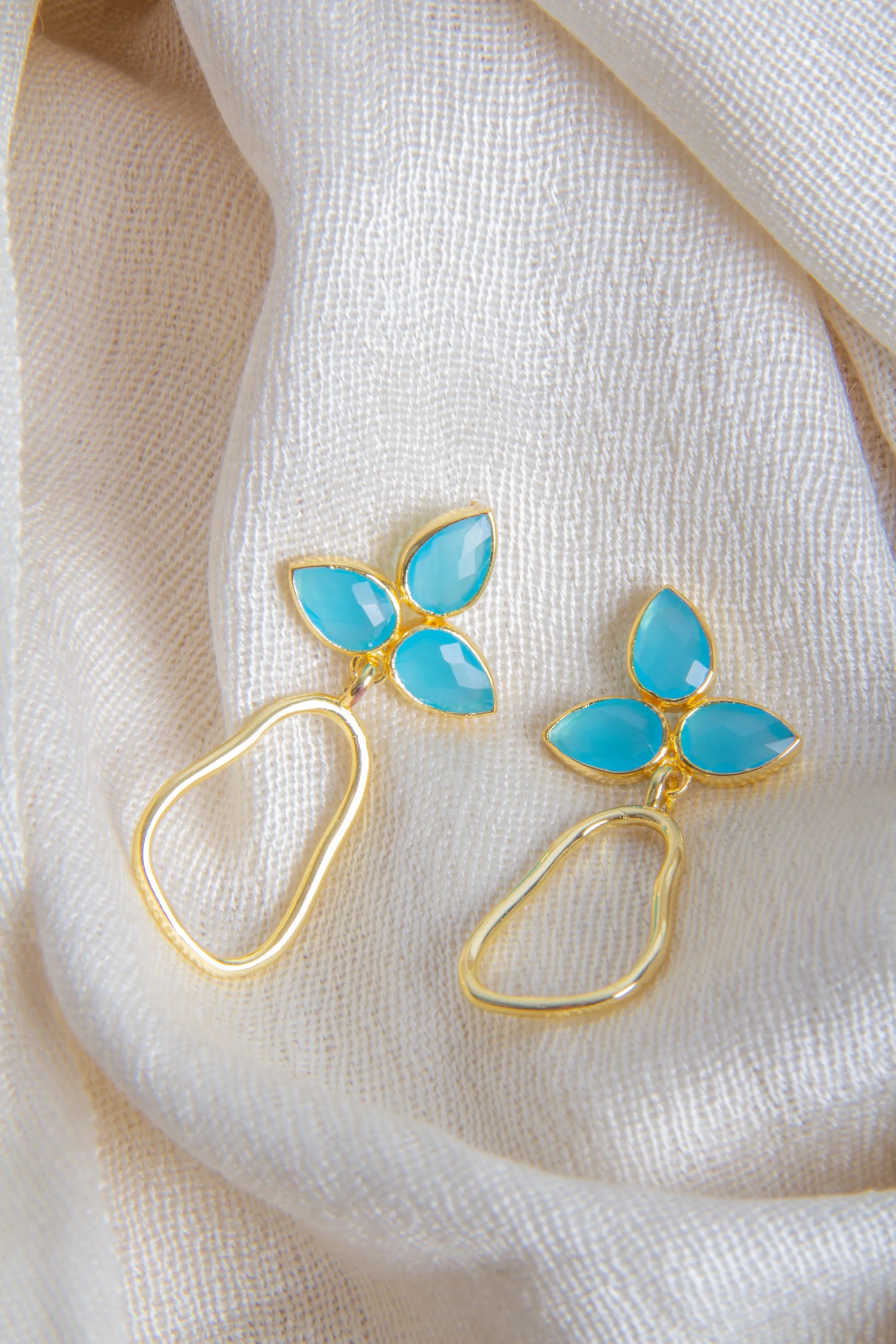 Triple Gemstone Abstract Dangle Earrings sold by SAACHI product image thumbnail 2