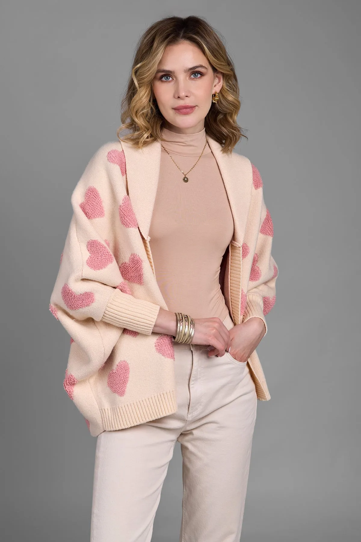 Heart Ribbed Knit Cardigan sold by SAACHI
