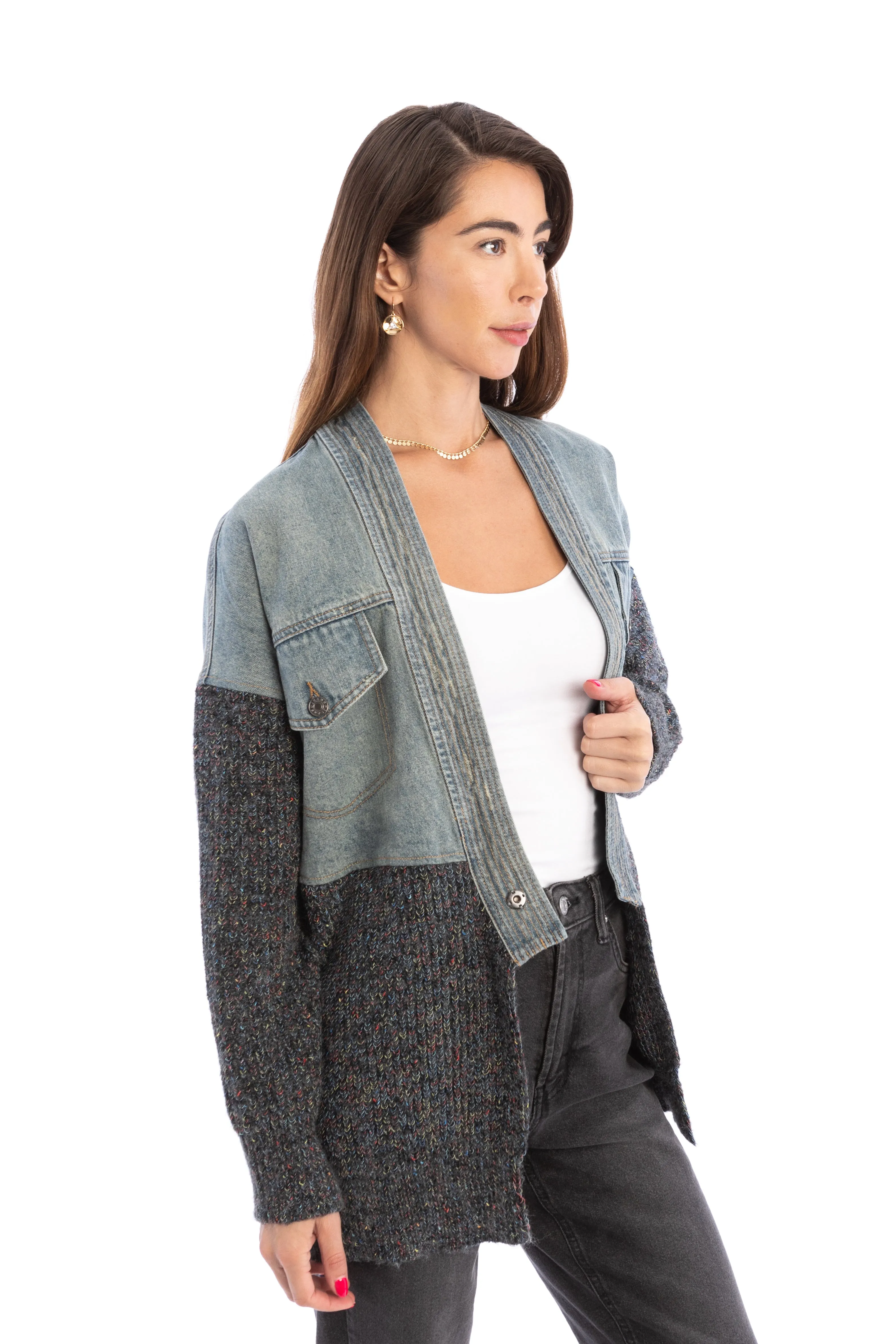 Denim and Grey Combo Jacket sold by SAACHI product image thumbnail 5