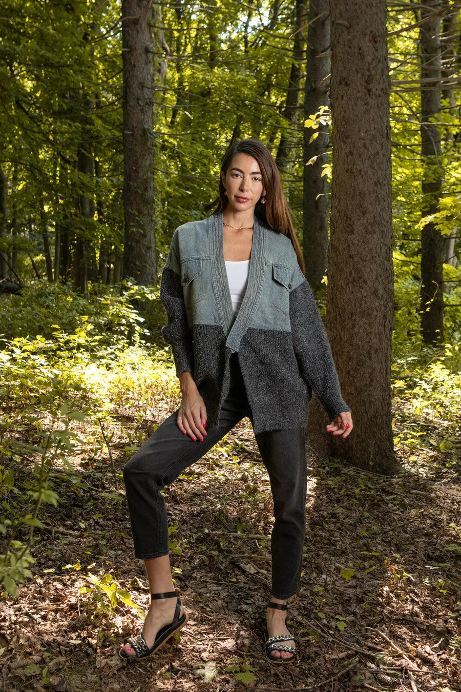 Denim and Grey Combo Jacket sold by SAACHI product image thumbnail 2