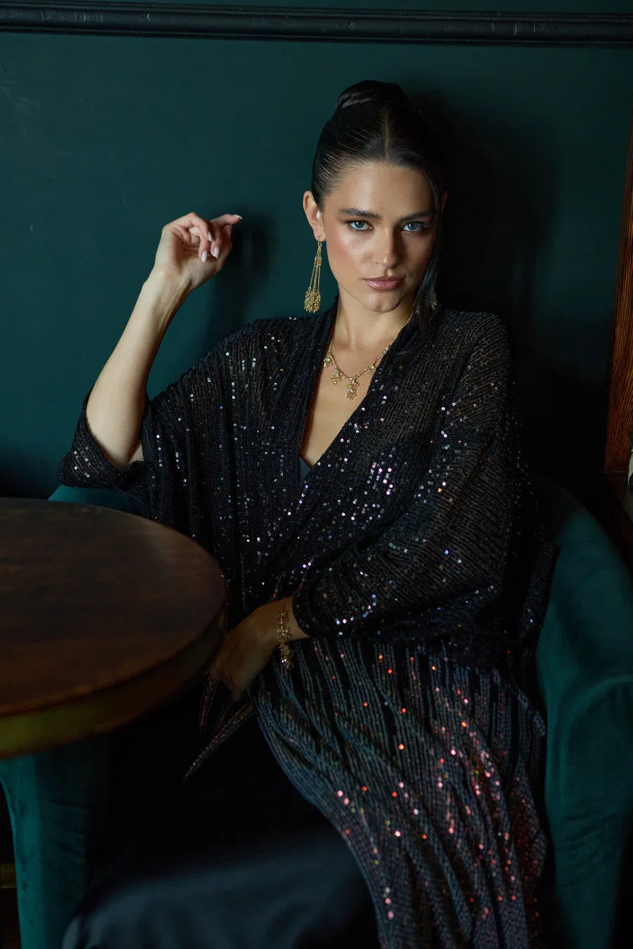 Sequin Kimono Duster Formal sold by SAACHI product image thumbnail 4