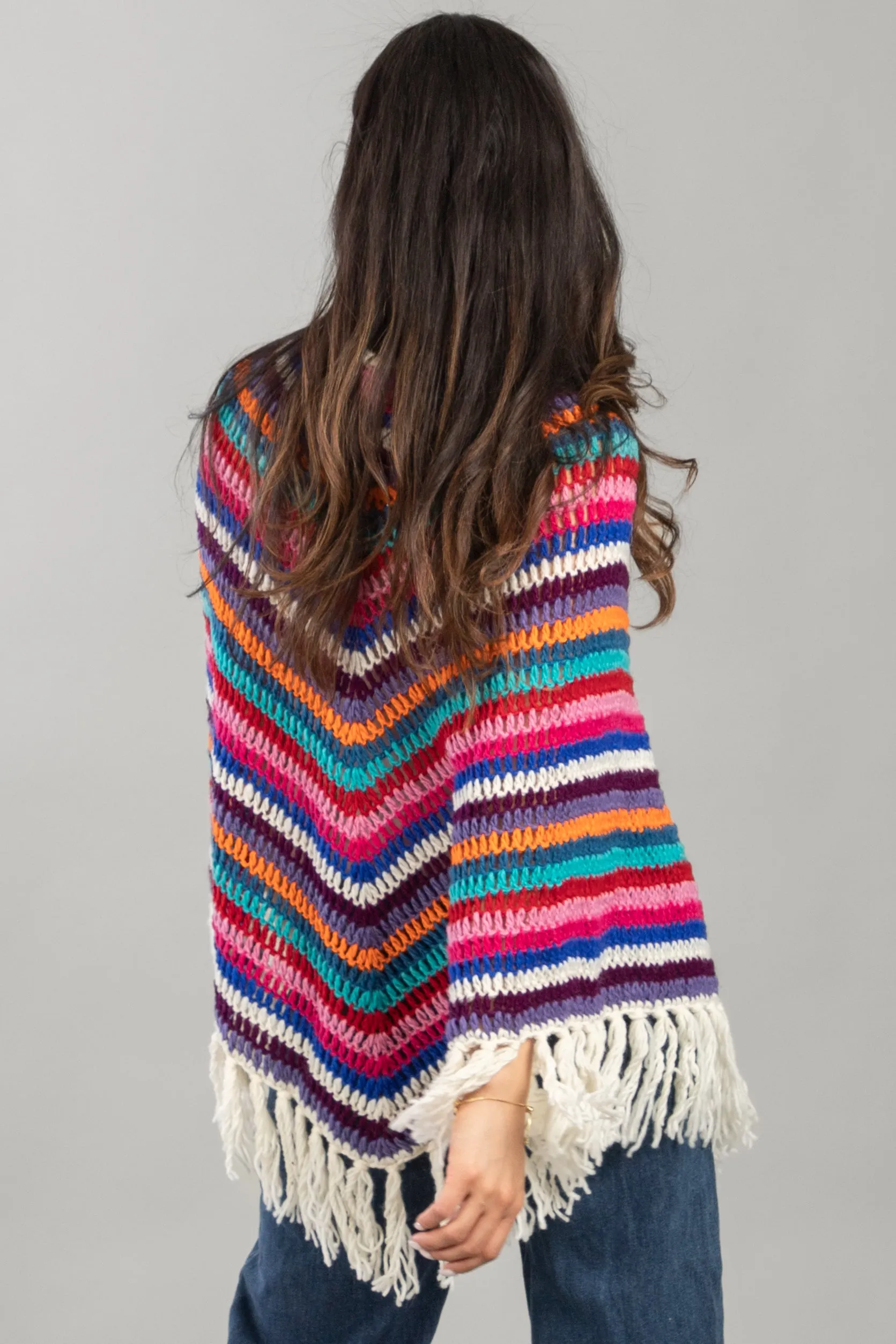Open Weave Crochet Rainbow Poncho sold by SAACHI product image thumbnail 3