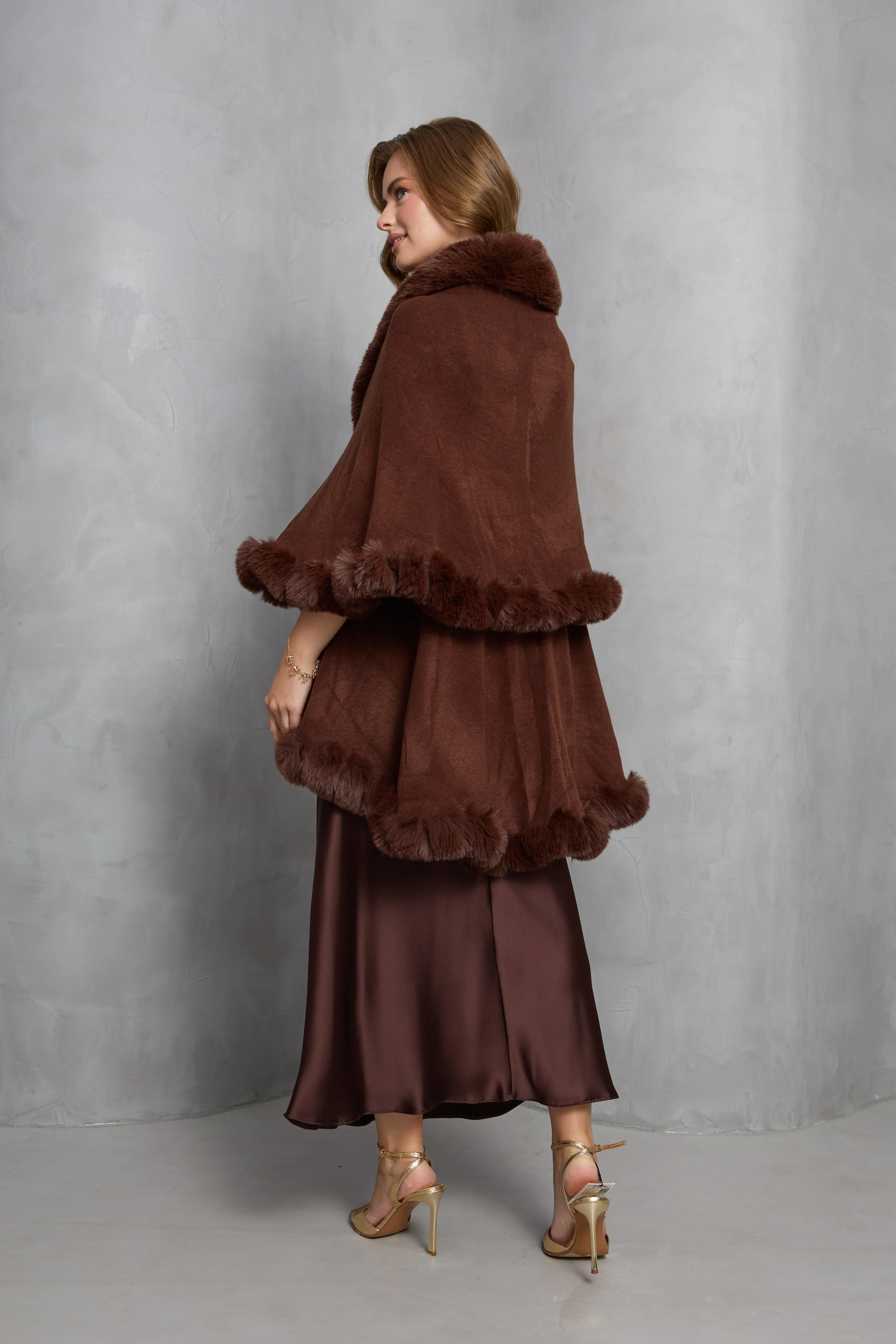 Layered Kimono Faux Fur Cape sold by SAACHI product image thumbnail 5