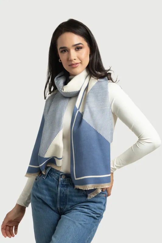 Geometric Striped Reversible Scarf sold by SAACHI