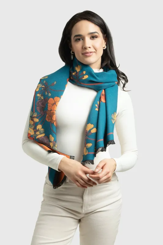 Two Tone Floral Reversible Scarf sold by SAACHI