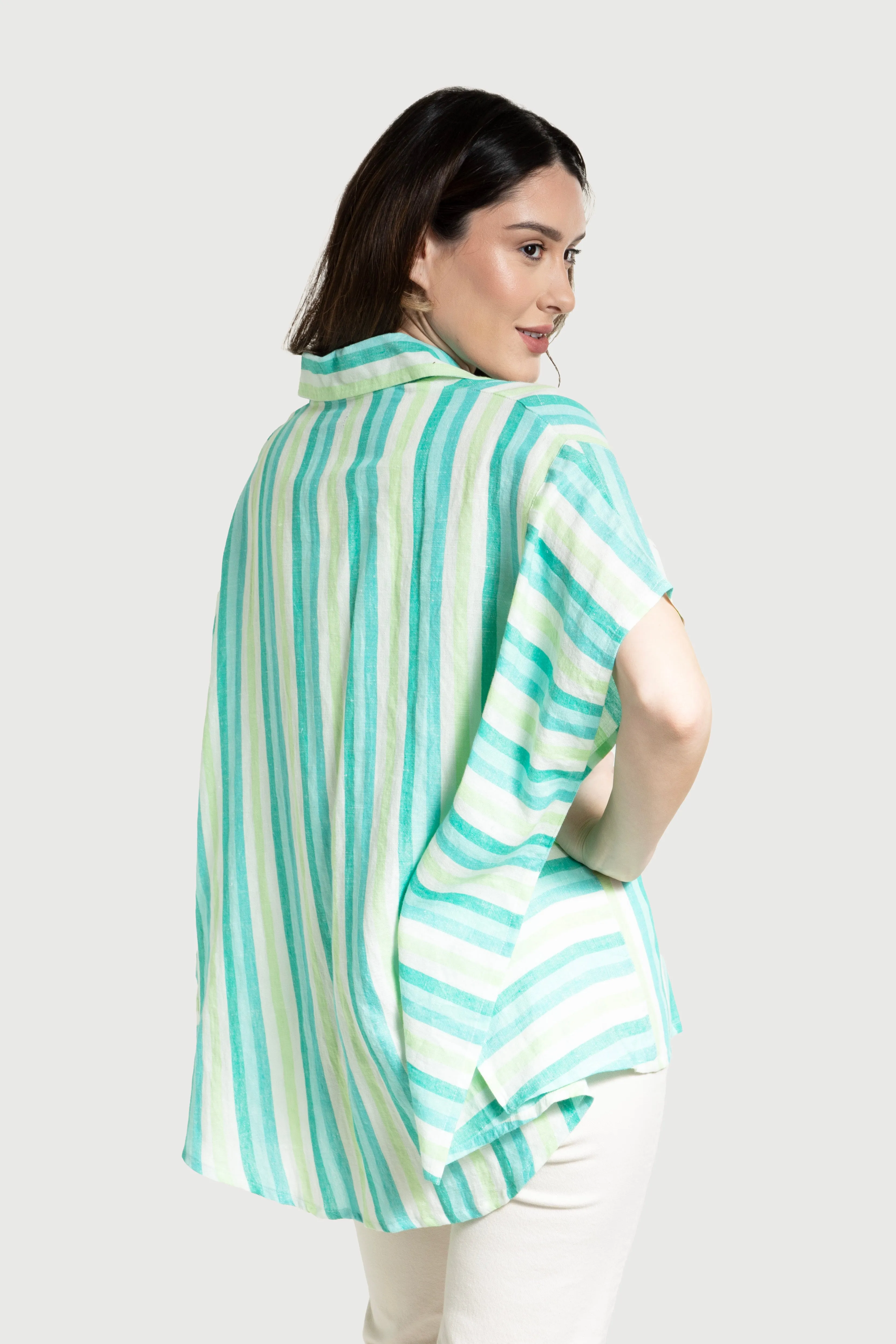 Linen Cotton Striped Oversized Shirt sold by SAACHI product image thumbnail 2