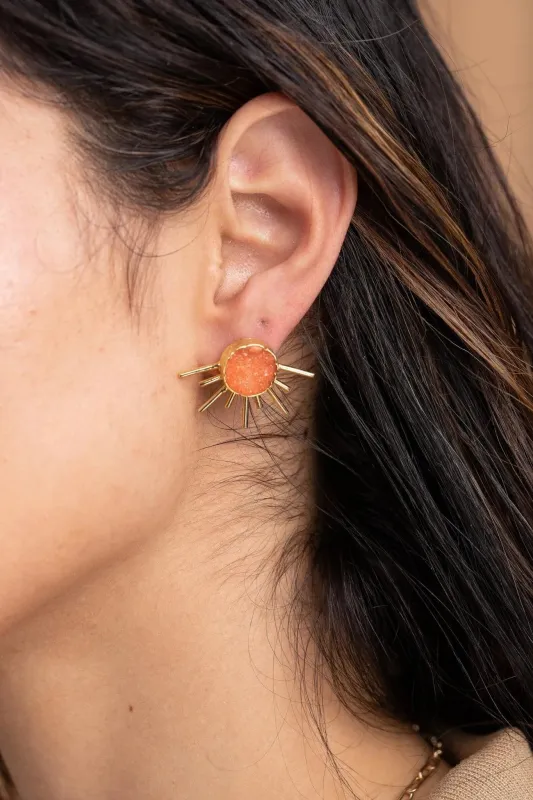 Sun Stud Druzy Earrings sold by SAACHI