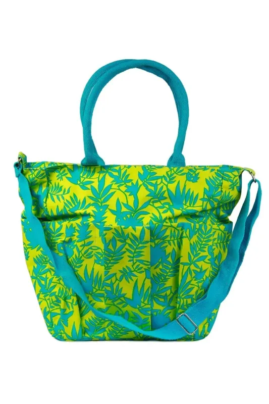 Yellow and Turquoise Coral Weekender Bag sold by SAACHI