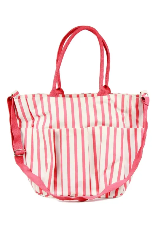 Stylish Pink Striped Weekender Bag sold by SAACHI