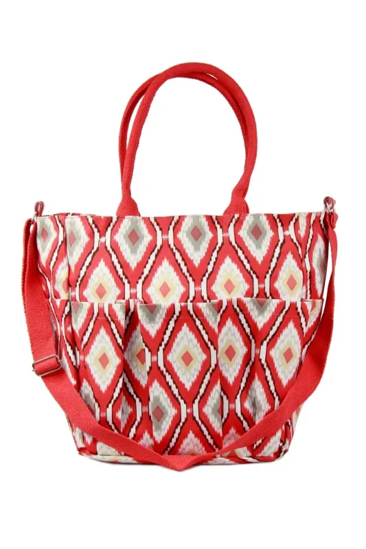 Oasis Red Ikat Weekender Bag sold by SAACHI