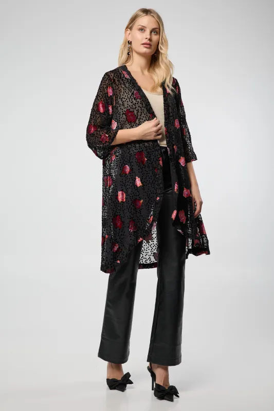 Black Velvet Rose Kimono sold by SAACHI