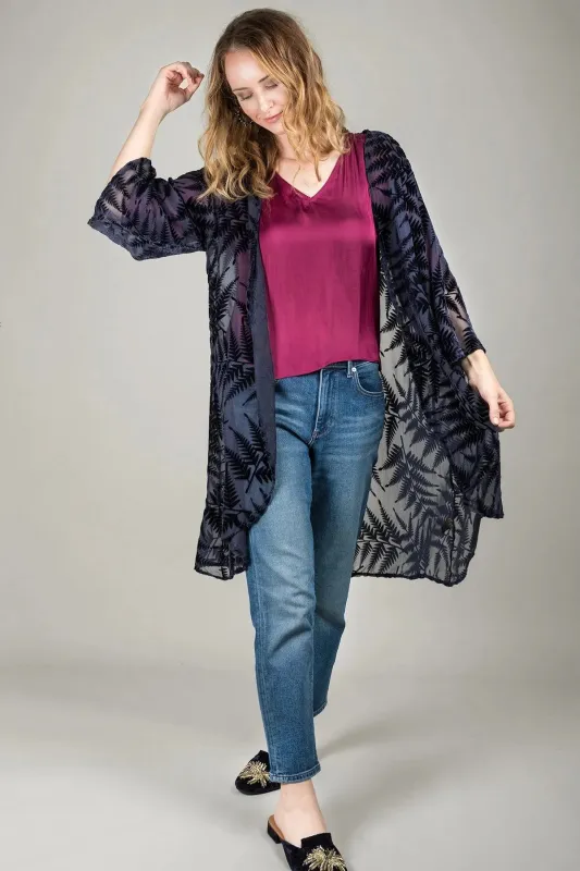 Velvet Sheer Botanical Kimono sold by SAACHI