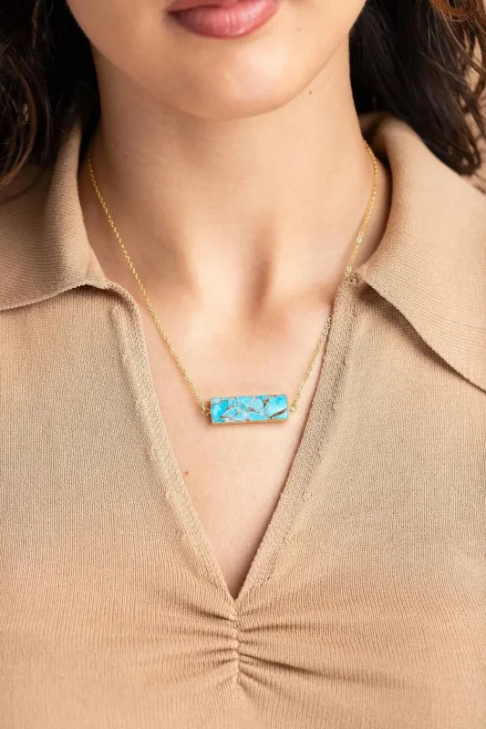 Mojave Rectangle Stone Pendant Necklace sold by SAACHI