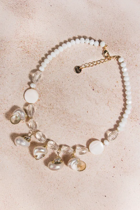 Beaded Gold Seashell Necklace sold by SAACHI