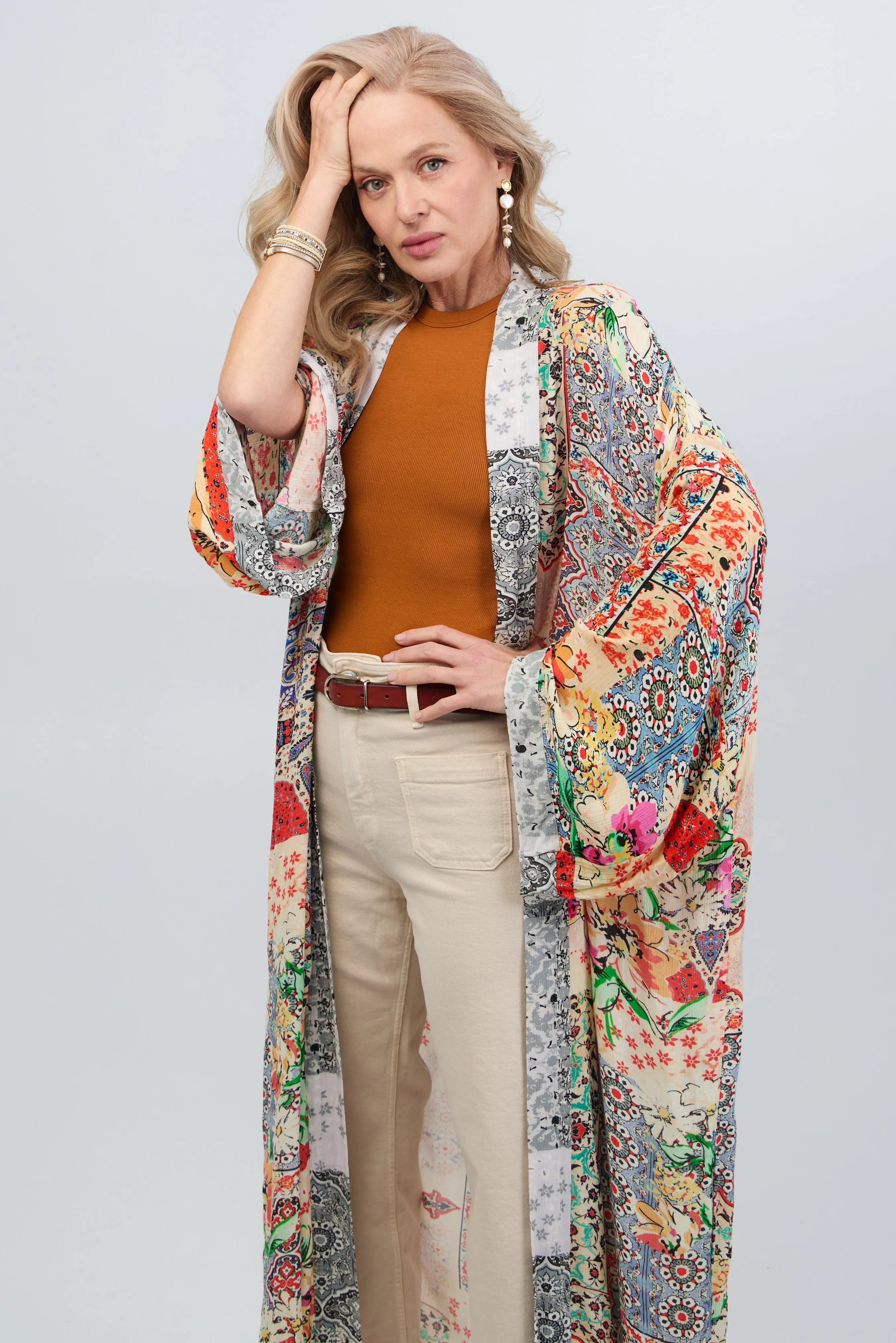 Mixed Floral Long Kimono Duster sold by SAACHI product image thumbnail 4