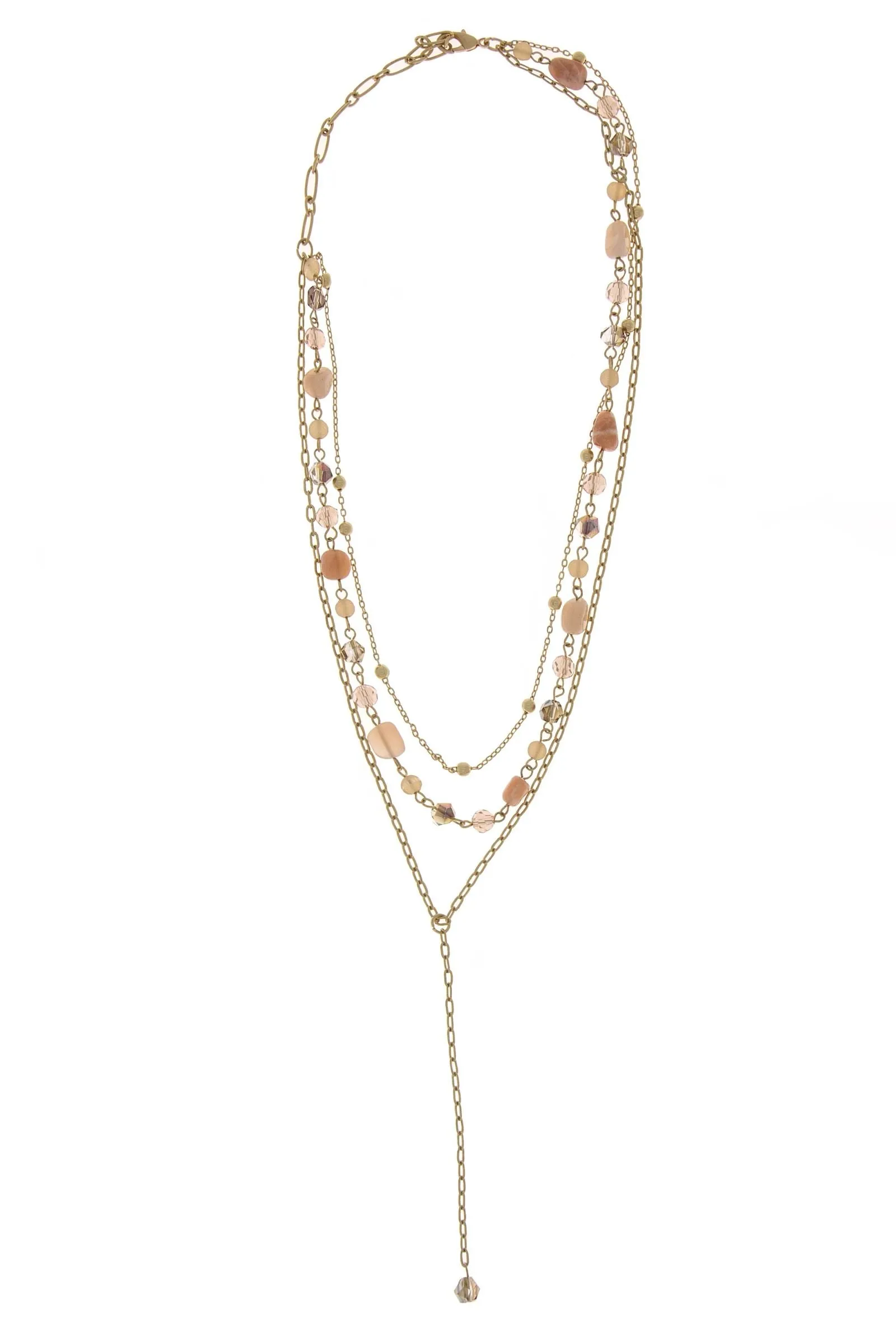 Multi Gold Chain Beaded Quartz Drop Necklace sold by SAACHI product image thumbnail 3