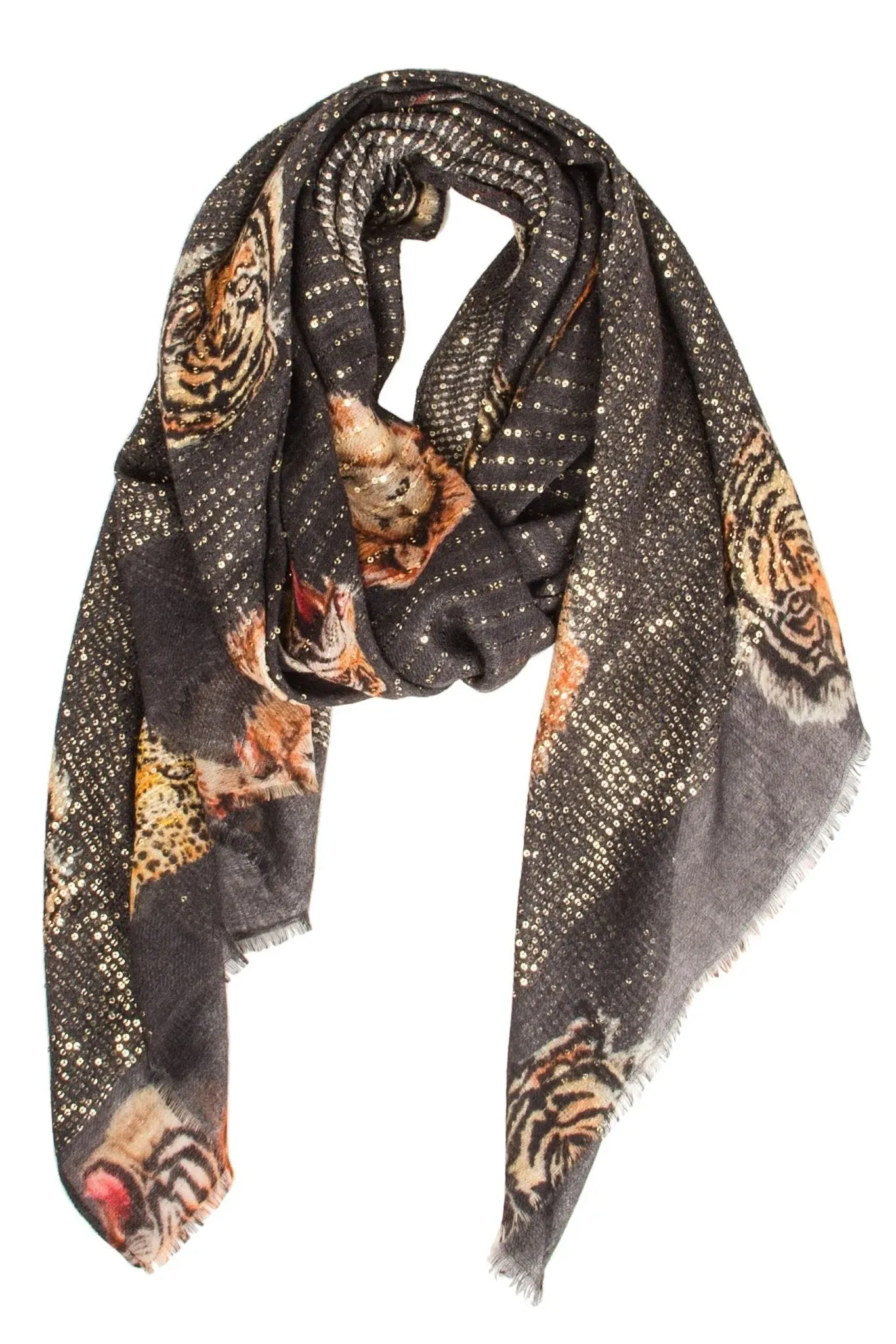 Wool Sequin Animal Patterned Scarf sold by SAACHI product image thumbnail 2