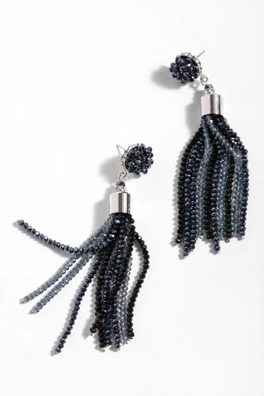 Multi Colored Crystal Tassel Earring sold by SAACHI
