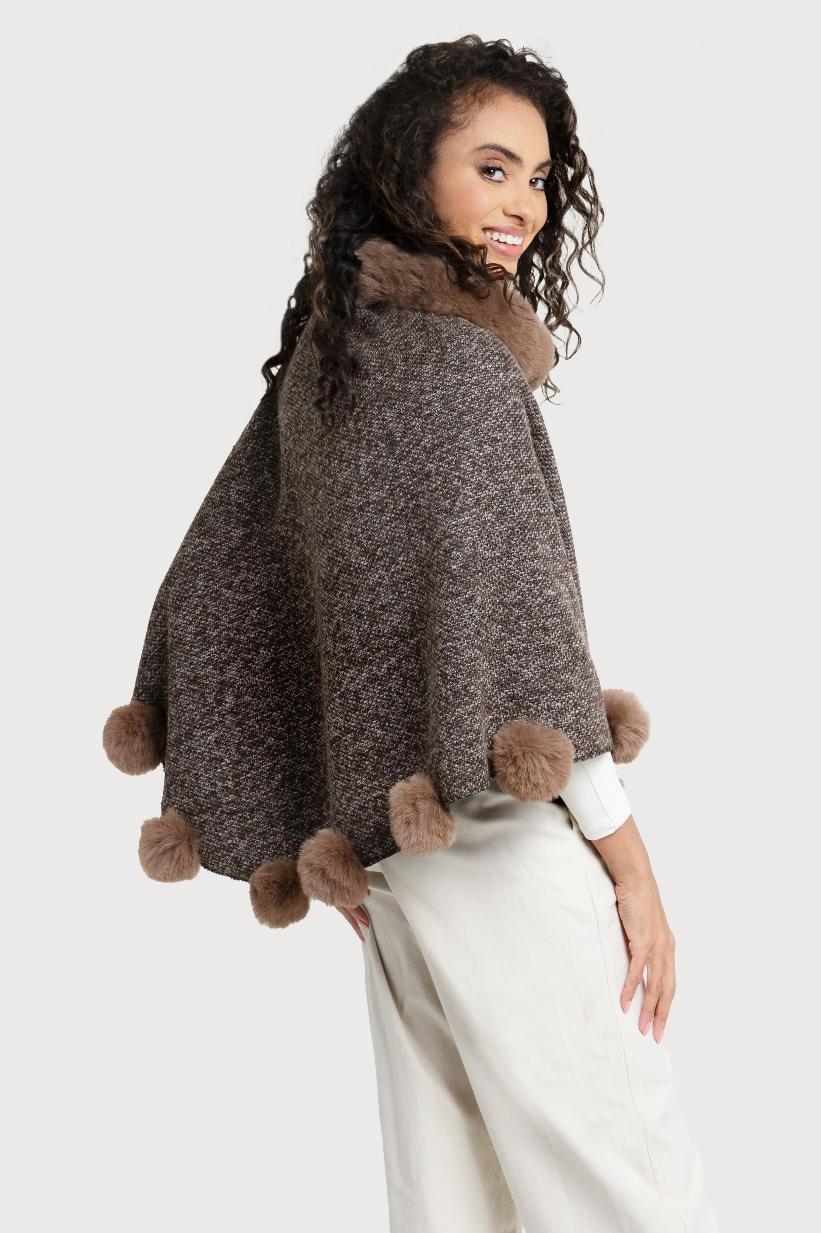 Faux Fur Poncho Pom Pom sold by SAACHI product image thumbnail 5