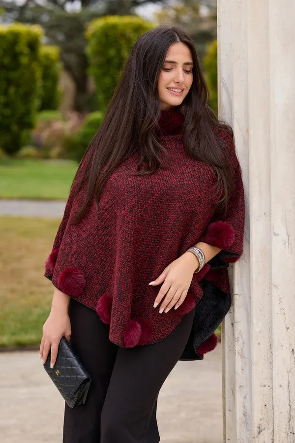Faux Fur Poncho Pom Pom sold by SAACHI product image thumbnail 2