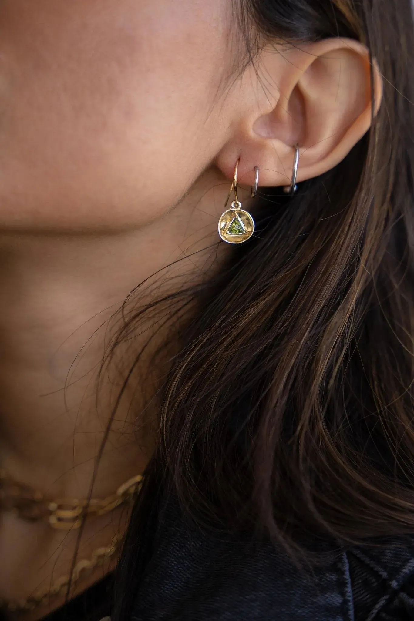 Gold Disc Charm Drop Earrings sold by SAACHI product image thumbnail 2