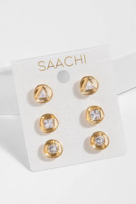 Gold Disc Small Stud Earring Set sold by SAACHI
