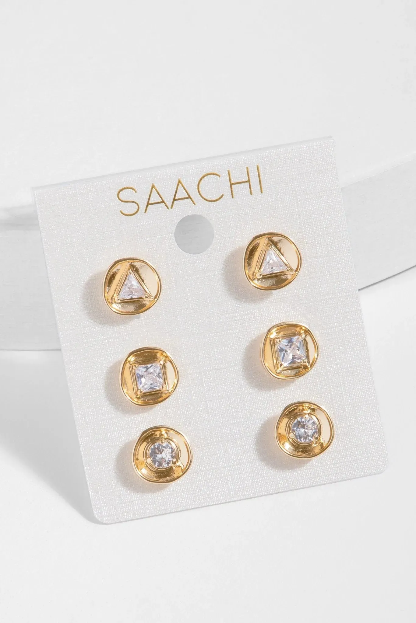 Gold Disc Small Stud Earring Set sold by SAACHI