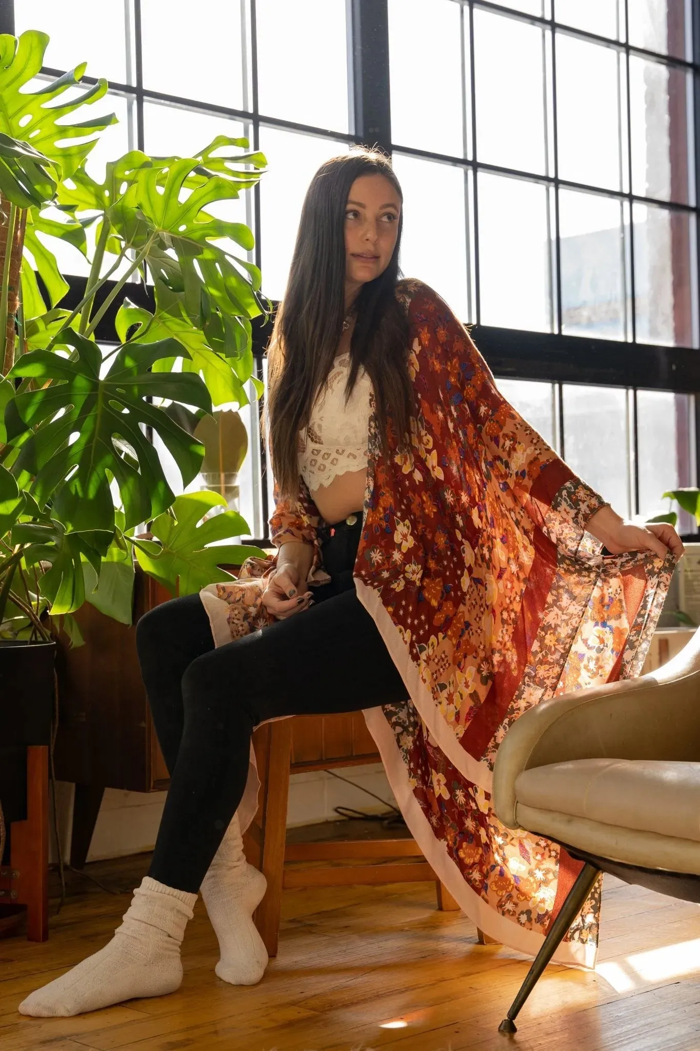 Floral Multi Patterned Kimono Long sold by SAACHI